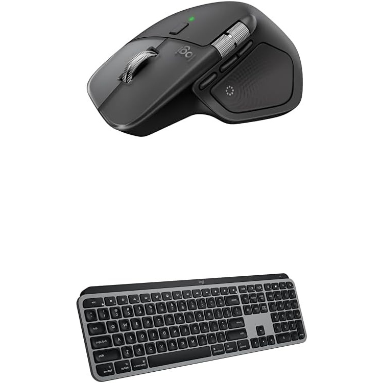 image:imageLogitech MX Master 4 for Mac Ergonomic Bluetooth Mouse with Advanced Performance Haptic Feedback UltraFast Scrolling USBC Charging MacOS iPadOS Windows  White SilverSpace Black