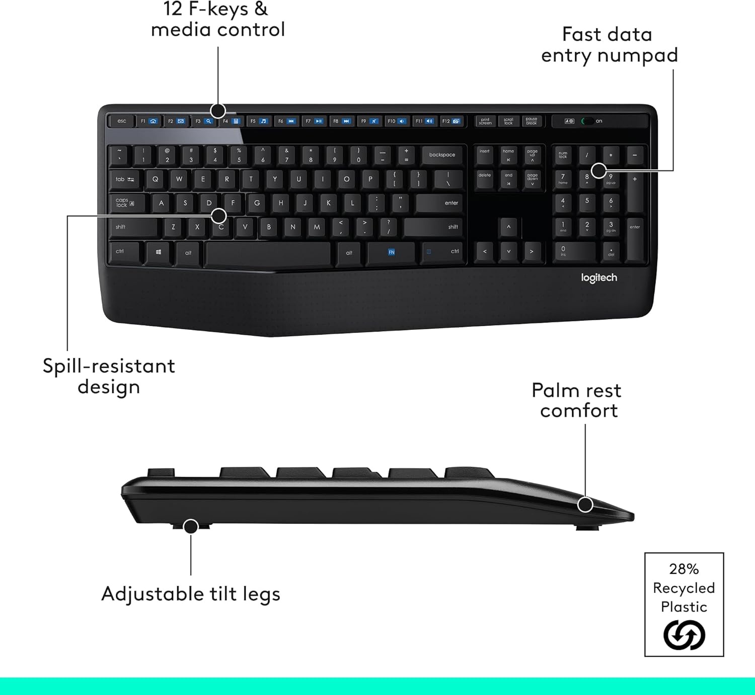 Logithec Mouse Wireless Logitech MK345 Full Size Wireless Keyboard and Mouse Combo – Black ...